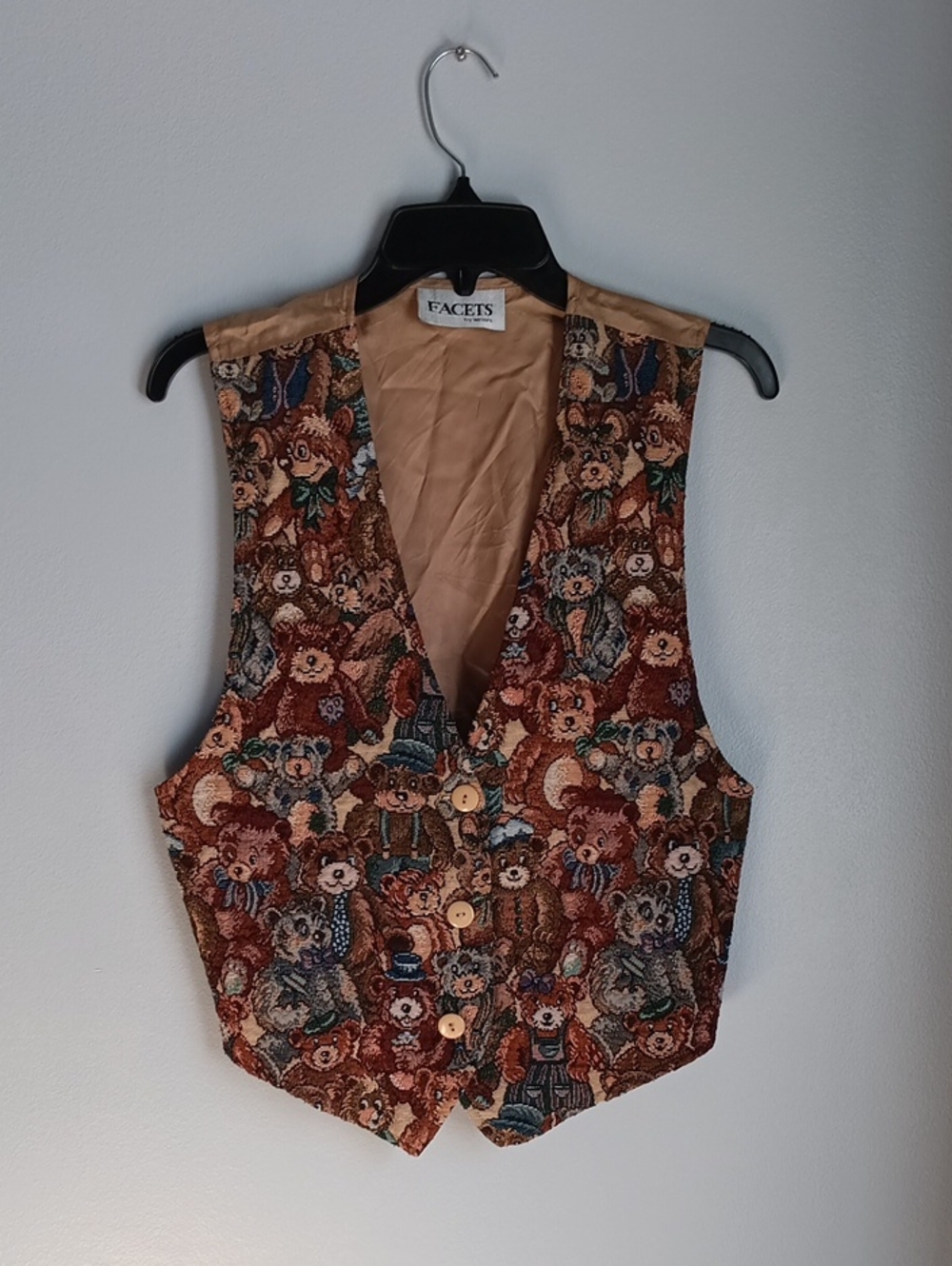 Brown Teddy Bear Tapestry Vest